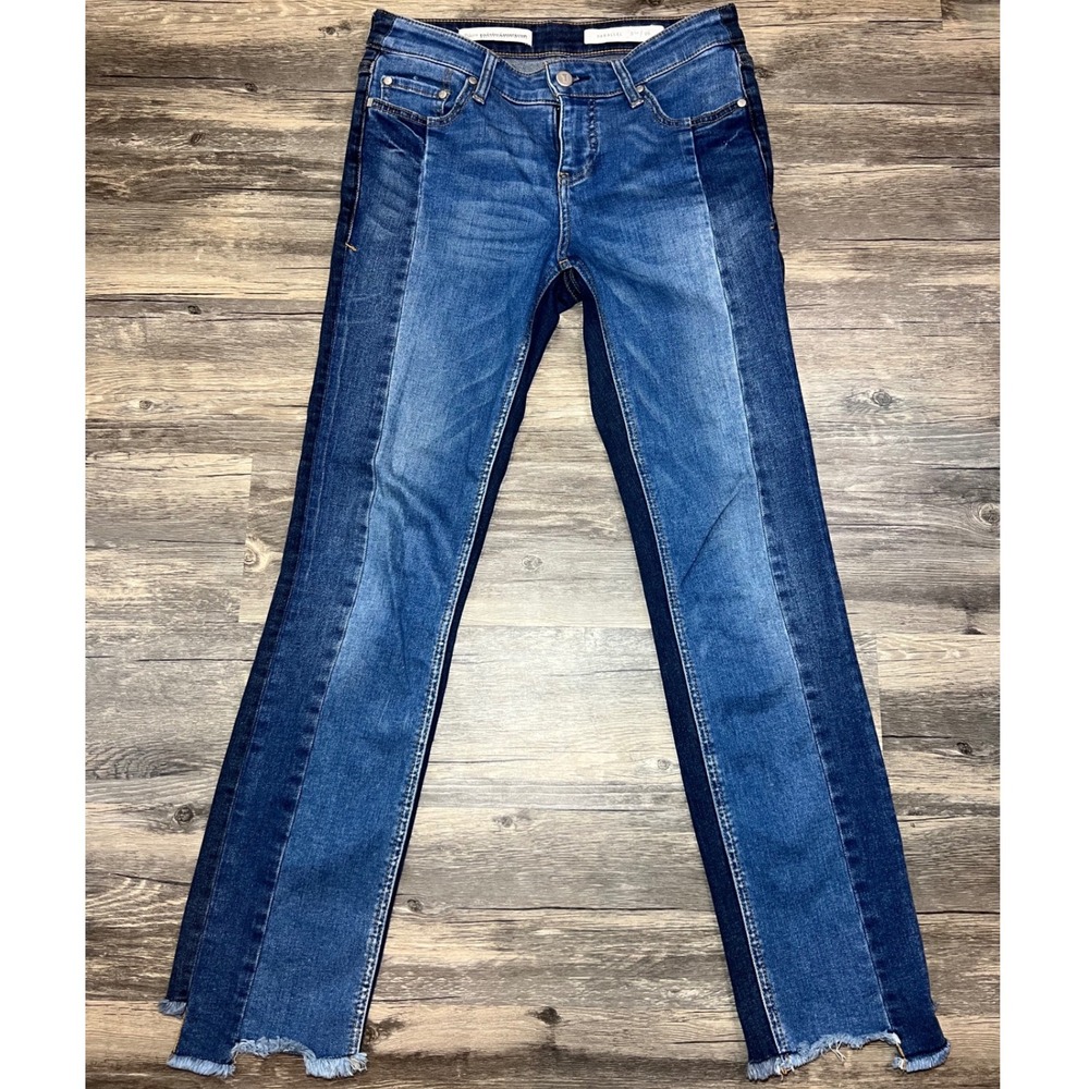 Pilcro‎ Parallel Jeans Anthropologie Women Size 26 Two Tone Raw Hem Denim